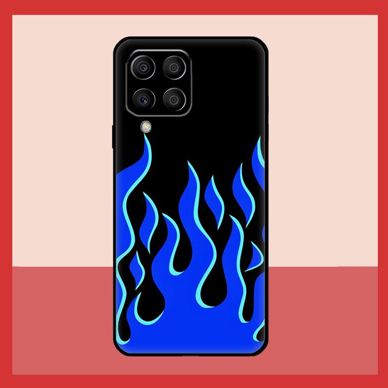 Blue Red Flame Fire Case For Samsung Galaxy M52 M32 M53 M16 M11 M21 M31 M35 M12 M13 M14 M15 M36 M56 M55 M34 M54