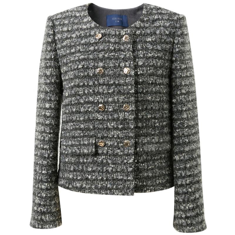 Sancai 2025 Winter Fragrance Style Short Wool Coat