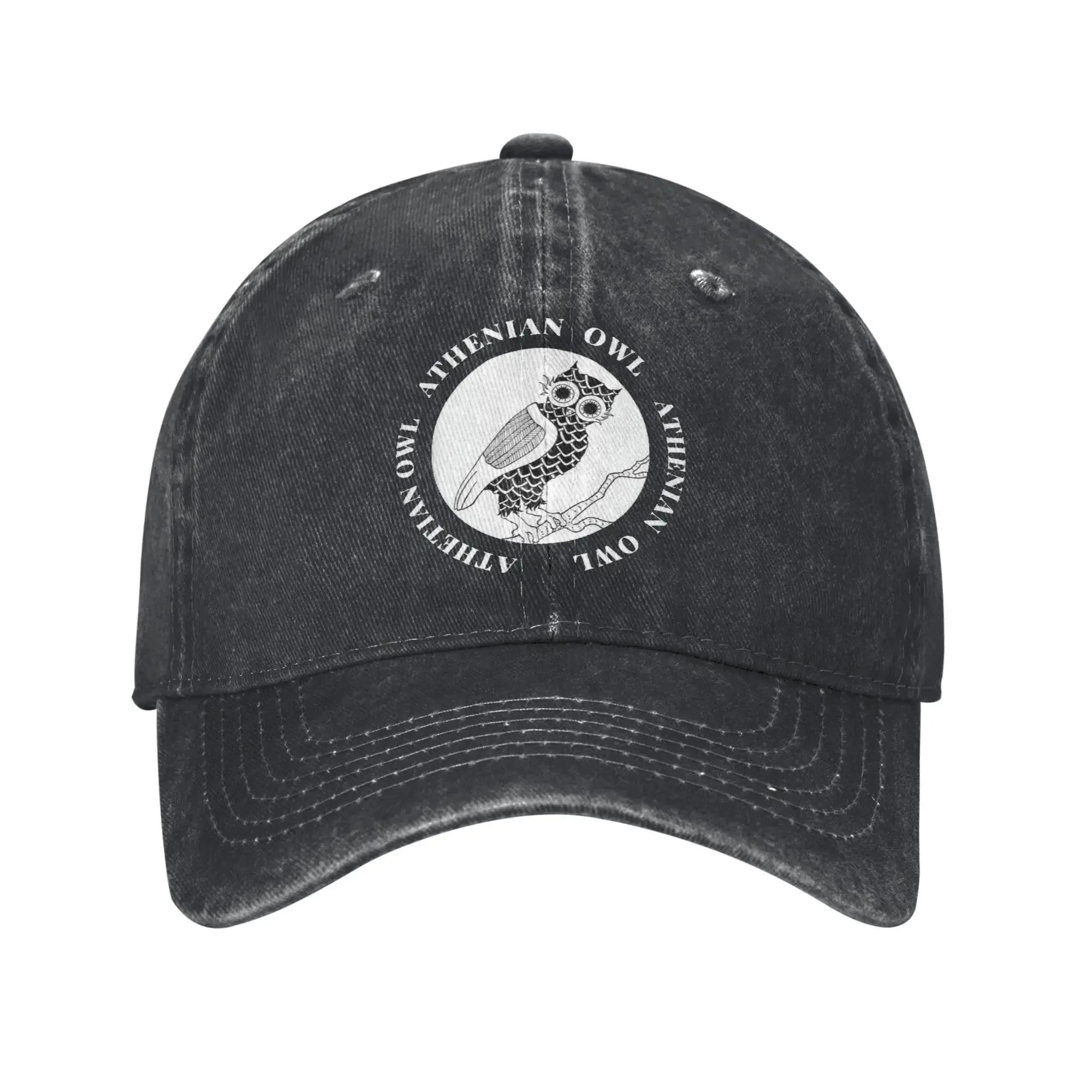 Cute Athenian Owl Ancient Greek Unisex Women Baseball Cap Tetradrachm Coin Distressed Denim Hat Vintage Outdoor Travel Soft Sun Cap Adjustable