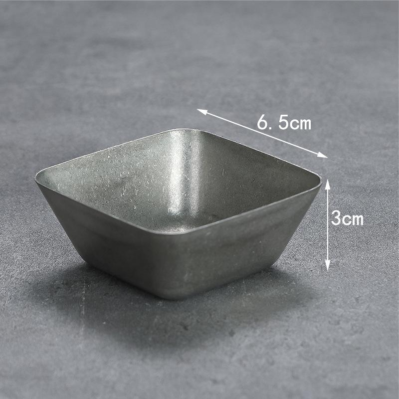 

Vintage Stainless Steel Dipping Sauce Bowl Salad Ketchup French Fries Cup Home Restaurant Kitchen Square Snack Tray Tableware