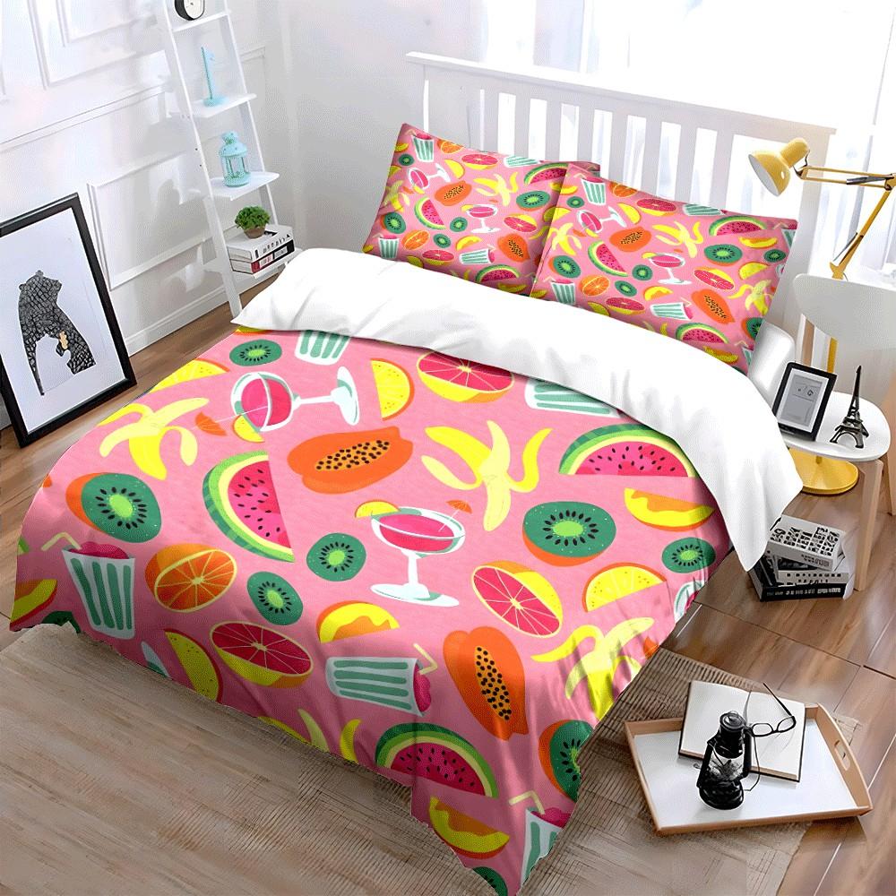 Tropical Fruits Summer Party Set Exquisite three-piece bedding set gift for kids and adults