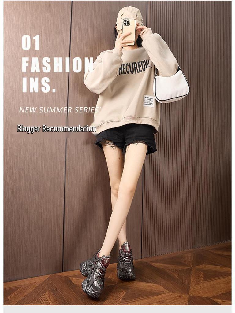 2024 Damen Dicksohlige High-Top Dad Shoes: Trendig, Farbig, Höhenverstärkend, Plus Samt für Winterwärme