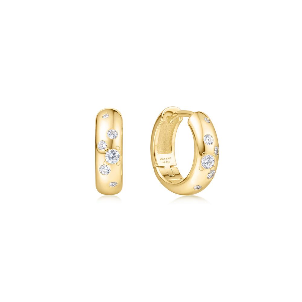 Ania Haie Gold Small Chubby Sparkling Hunger Hoop Earrings E065-04G