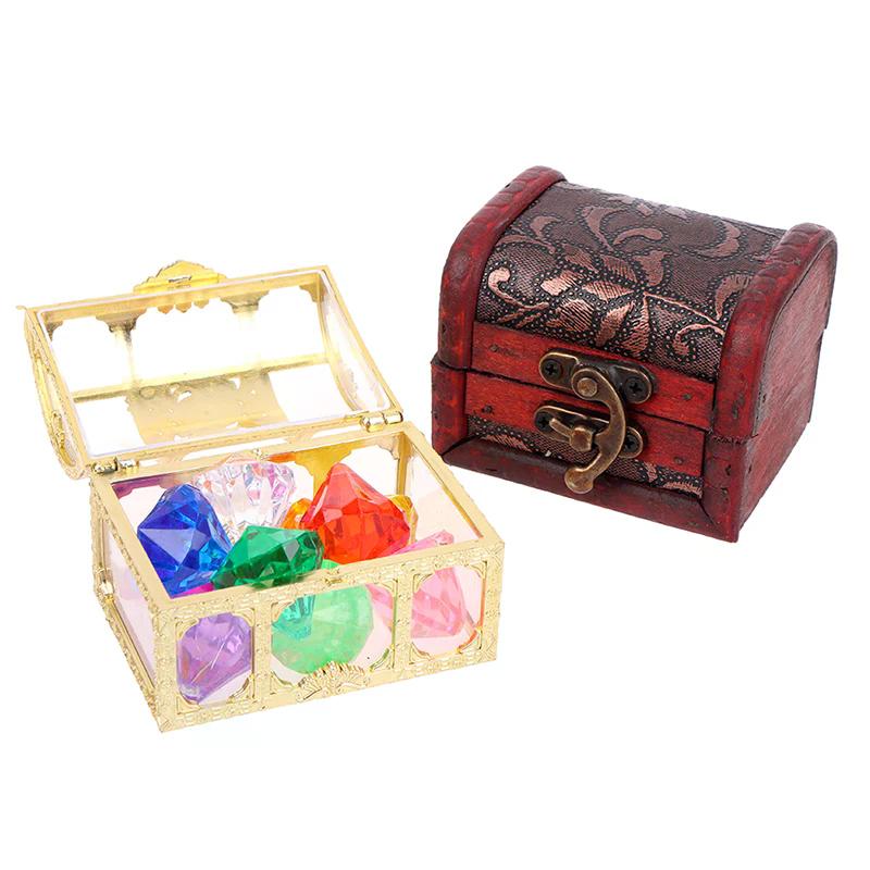 Diving Gem Pool Toy 10 Big Colorful  with Treasure Pirate Box Swimming