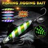 Reflective Fish Pattern Saltwater Fishing Lure Feathered Assist Hooks Metal Jig Lure Shore Fishing
