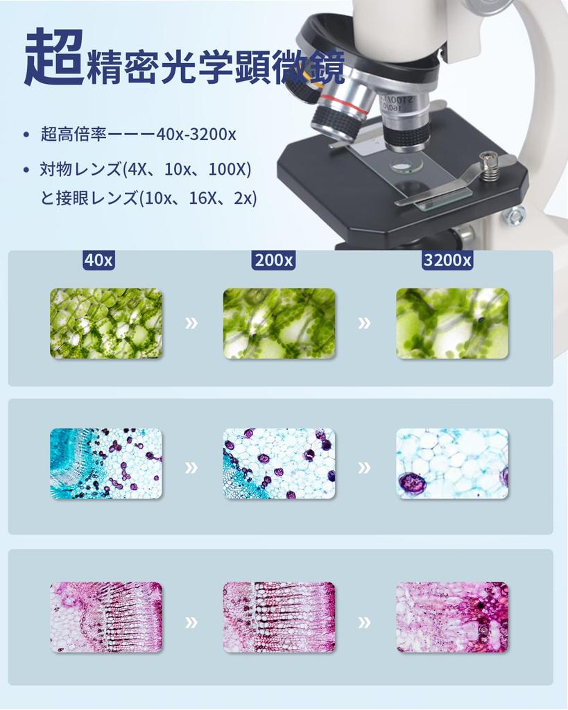Microscope for Elementary School Students and Children with Popular for Junior High and High School Independent for Students and Beginner with