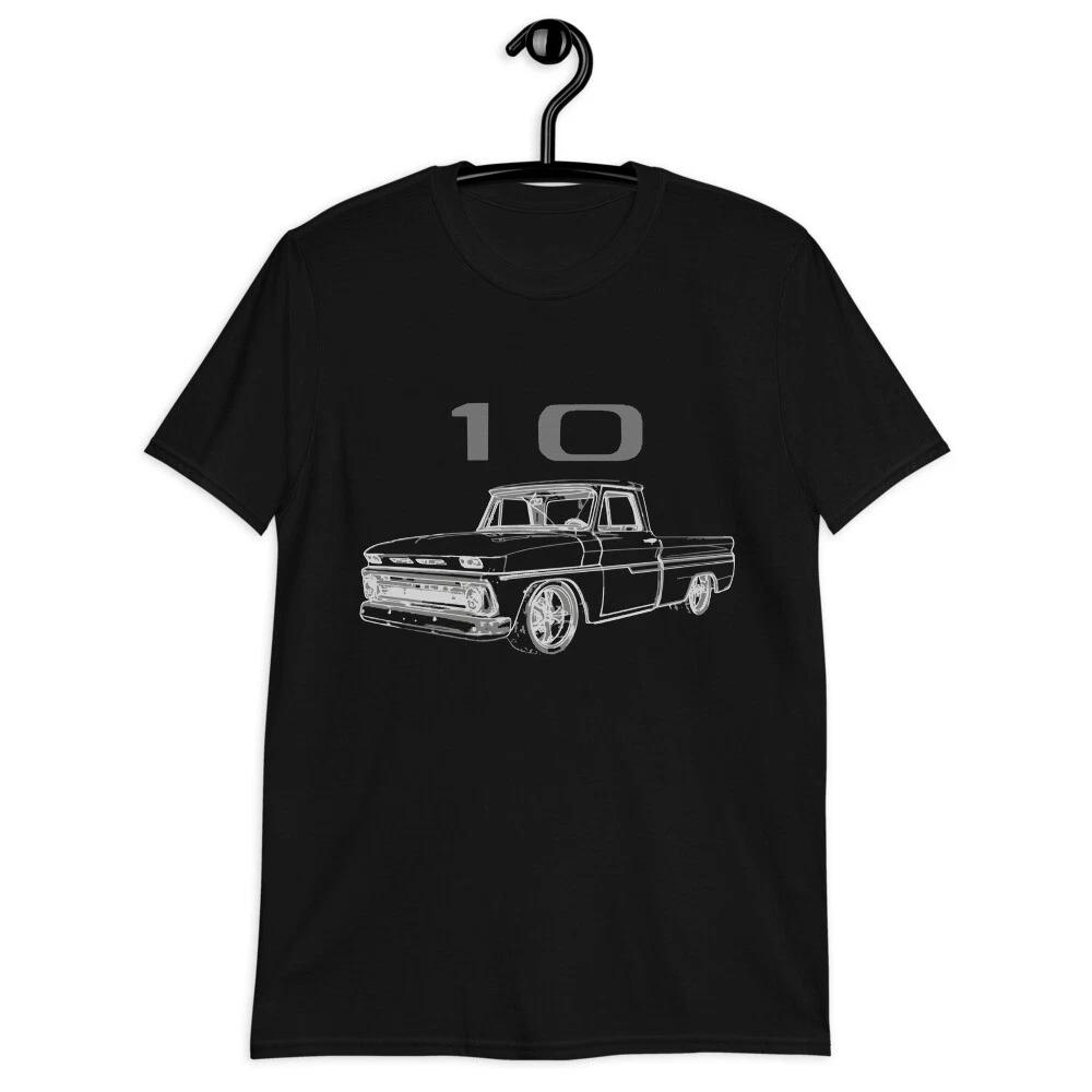 1966 Chevy C10 Custom Outline Art Antique Collector Truck Gift T-Shirt S