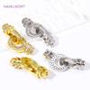 Shiny 18K Gold Plated Brass Zircon Connections Clasps Round Pearl Clasps Fasteners For DIY Bracelet Necklace Making Accessories