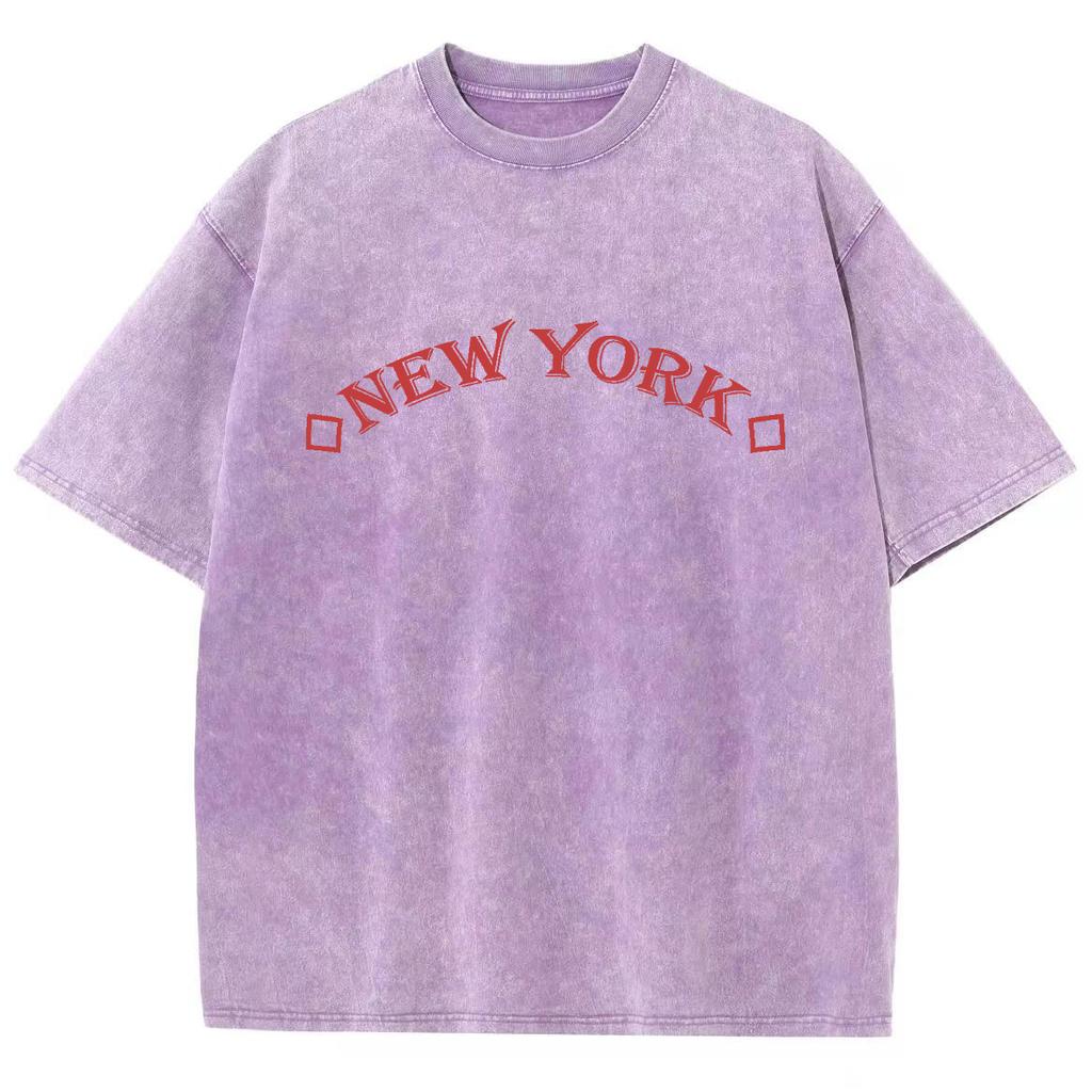 Červené dámské tričko s potiskem nápisu New York Unisex Prané bavlna Vysoká kvalita Krátký rukáv Výrazný top