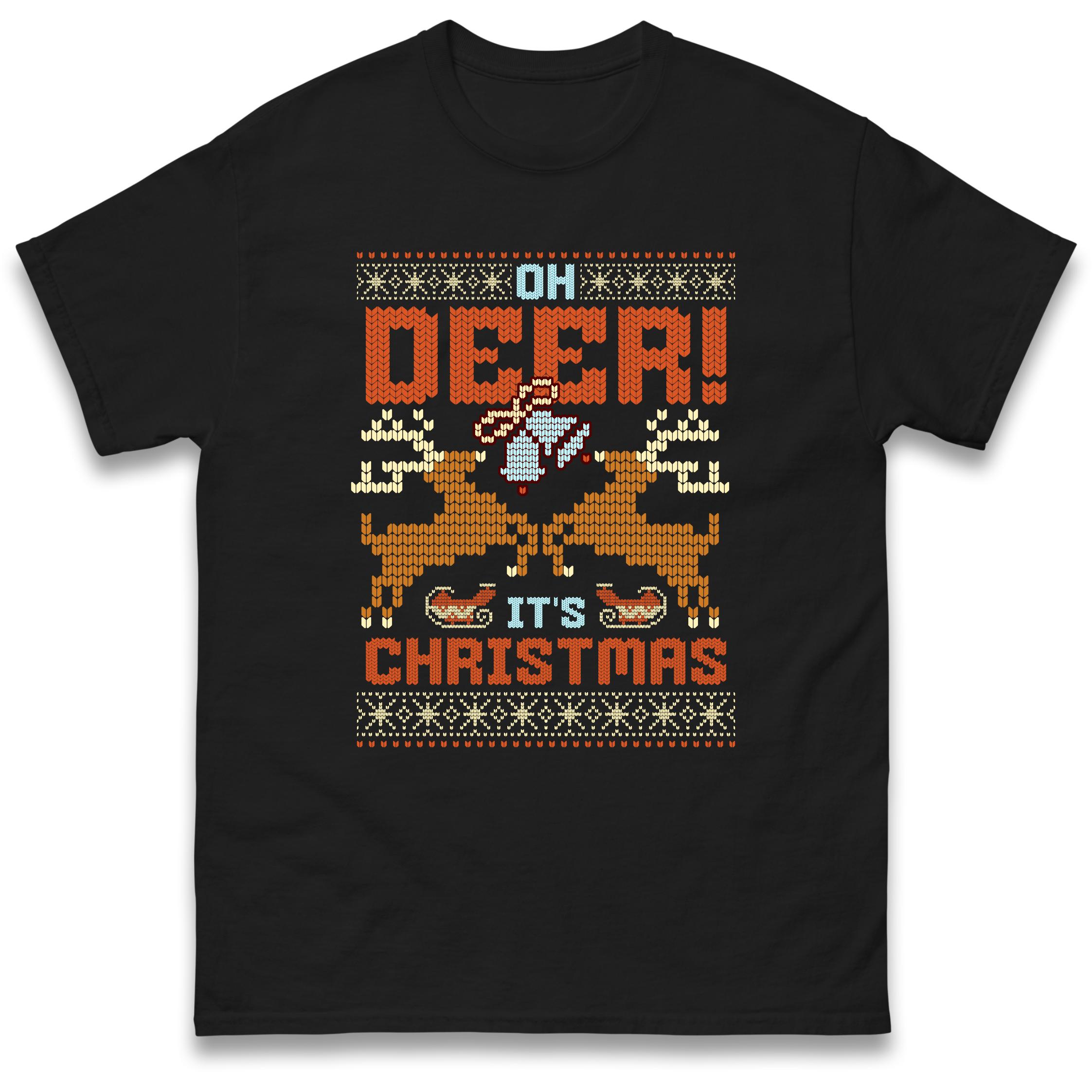 

Oh Deer Its Christmas T-Shirt Tshirt Mens Womens Tops Unisex Tees 100% Cotton S