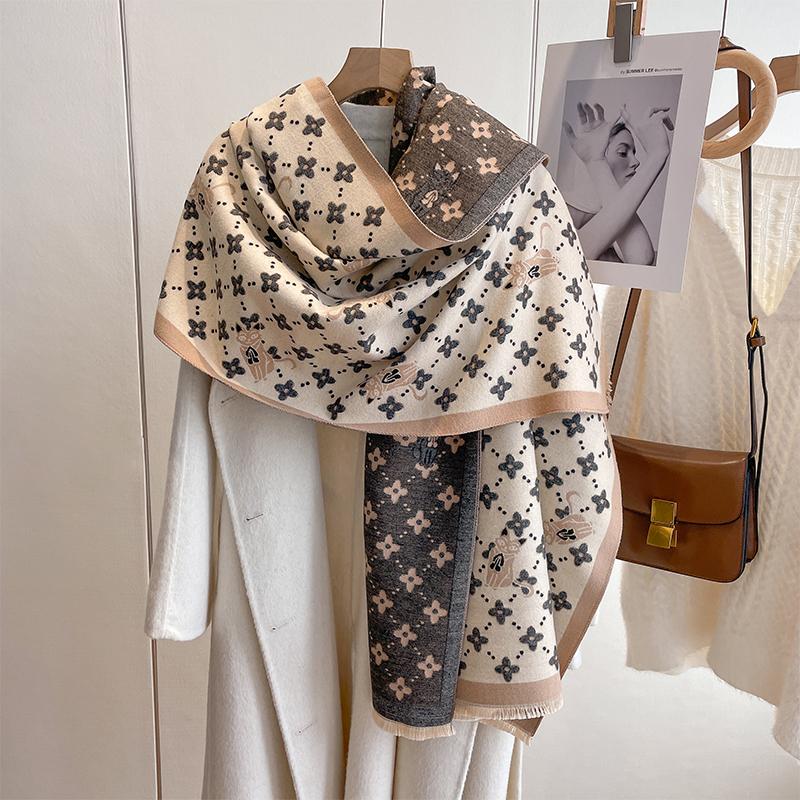 Yiran Shoe Industry Women's Luxury Winter Cashmere Scarf Design Warm Pashmina Blanket Scarves Shawl Wraps Thick Foulard Bufanda