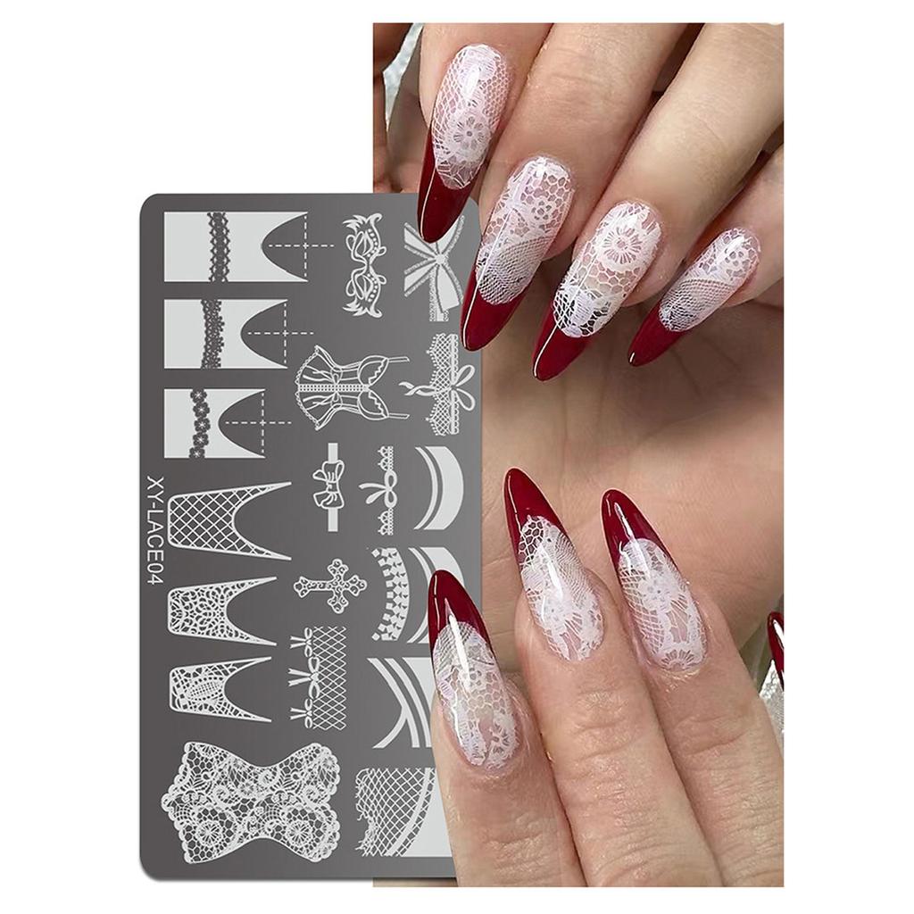 Hollow Lines Nails Art Stamping Template Flowers Manicure Print French Tip Nails Stamping Plates Nails Art Stamp Tool