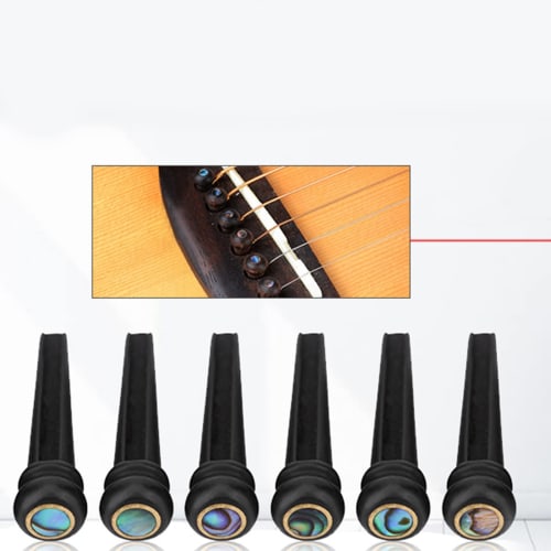Set of 6 Ebony Guitar Bridge Pins with Abalone Shell Decoration for Acoustic Folk Guitars