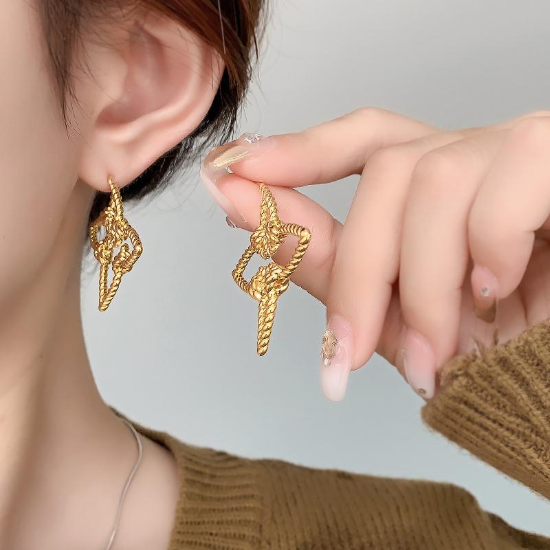 European and American Pentagram Woven Knot Starfish Personalized Creative Design Fashionable Needle Earrings