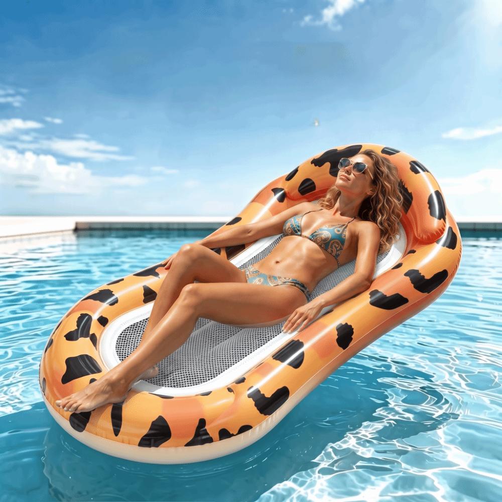 Mesh Inflatable Float Sequined Pool Floats Drainage Design Inflatable Air Mattress Pool Party