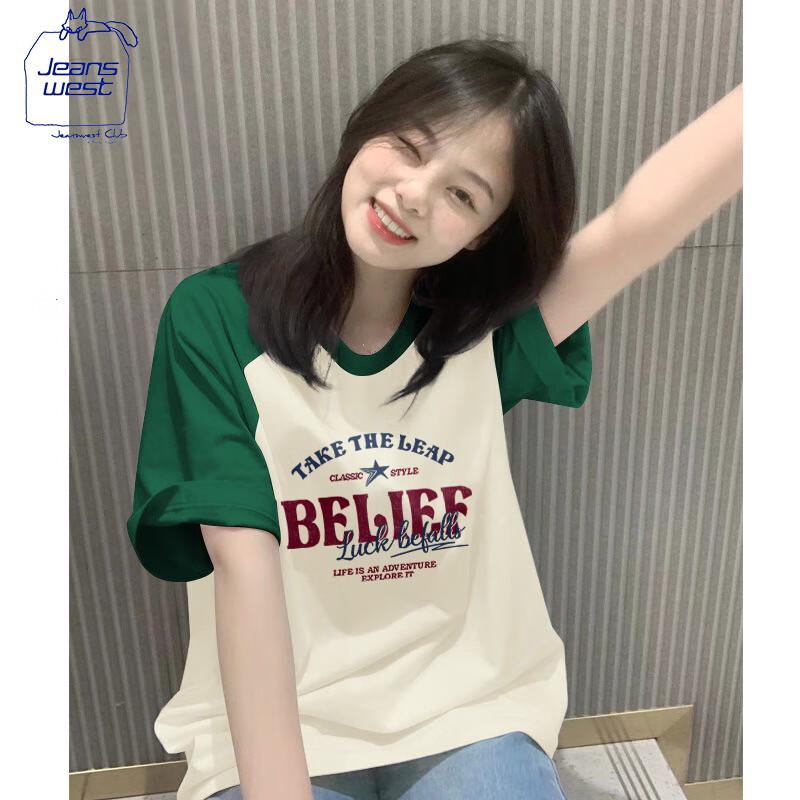 Jeanswest Women s 2025 Loose Fit Colorblock Cotton T-Shirt M