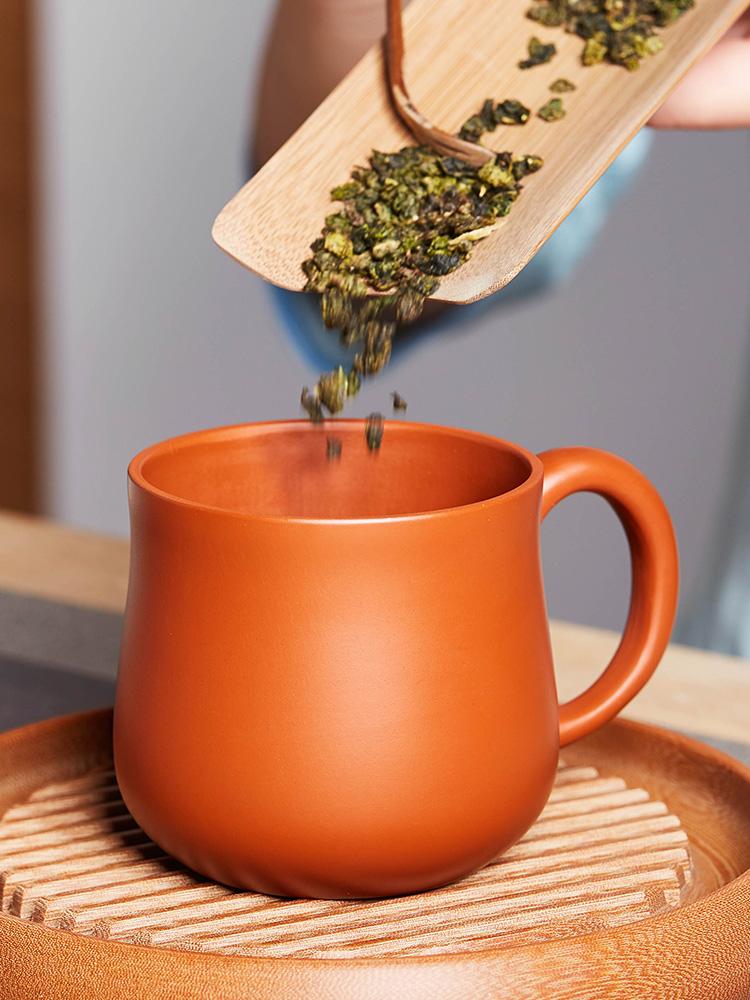 Large capacity handmade purple clay cup with cover, large capacity ceramic household tea cup and tea set