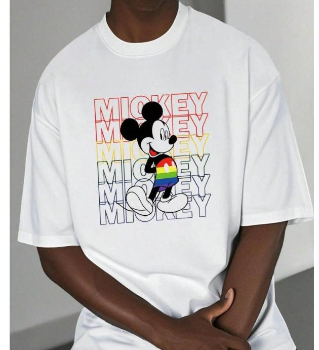 Rainbow Mickey Mouse T-Shirt,Soft Breathable & Fade Resistant, Classic Fit for Daily Casual Wear