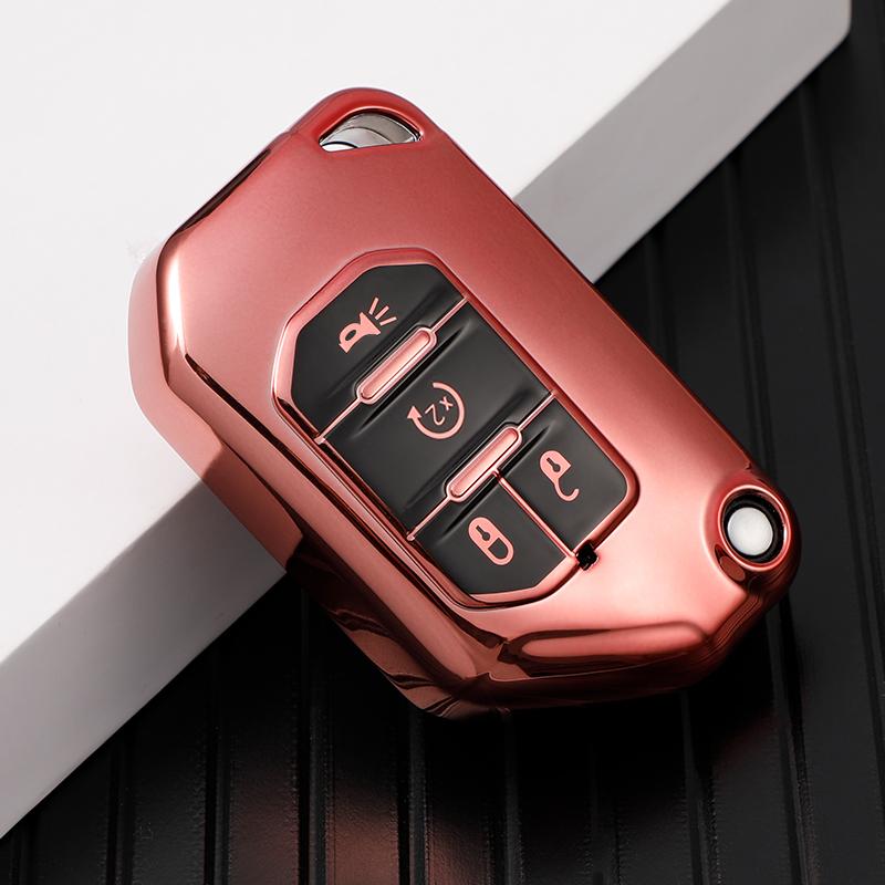 CLW1 Soft TPU Key Shell Fob Holder Cover Remote Protector Case for Jeep Wrangler JL TJ Gladiator JT 2018 2019 Keychain Protector