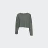 Huit Linen Slub Loose Fit Crop Long Sleeve Tee Htwtl4i03t