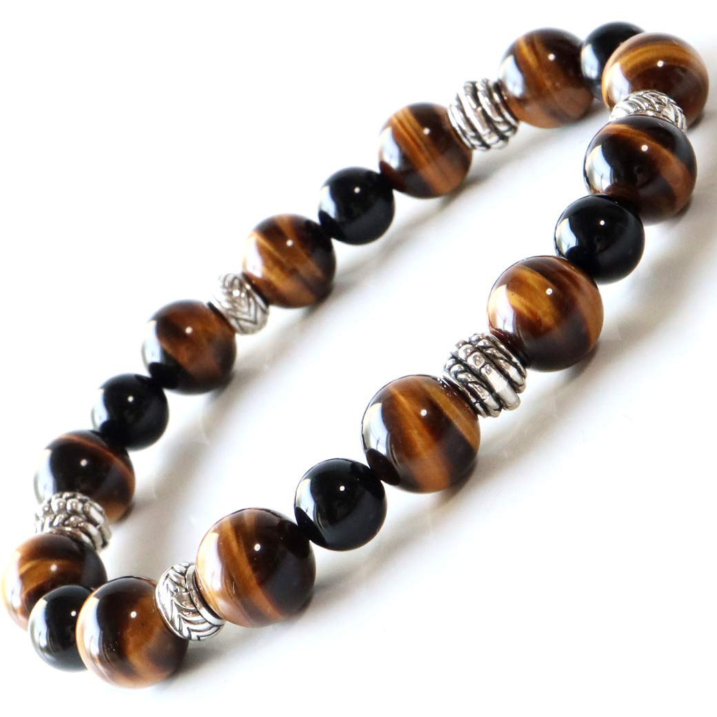 

Natural Stone Power Stone Bracelet AAA Tiger Eye Onyx Accessory [GOLD STONE] Men s