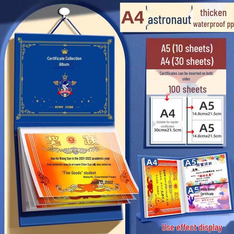 Wall-Mounted Honor Certificate Display & Storage Book for Students