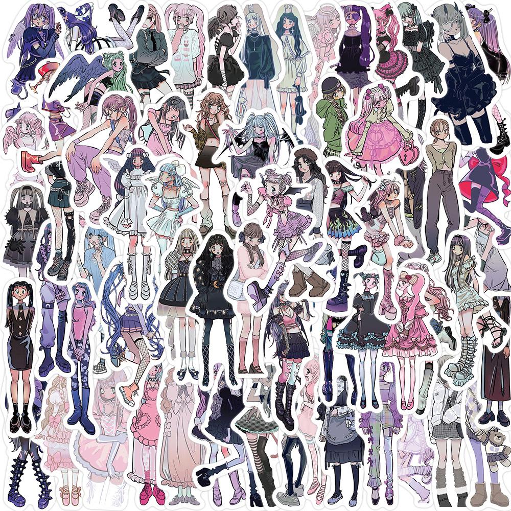 10/30/63pcs Fashion Y2K Domi Girl Stickers Cool Aesthetic Sticker Decoration Notebook Skateboard Phone Cartoon Decals Decoration