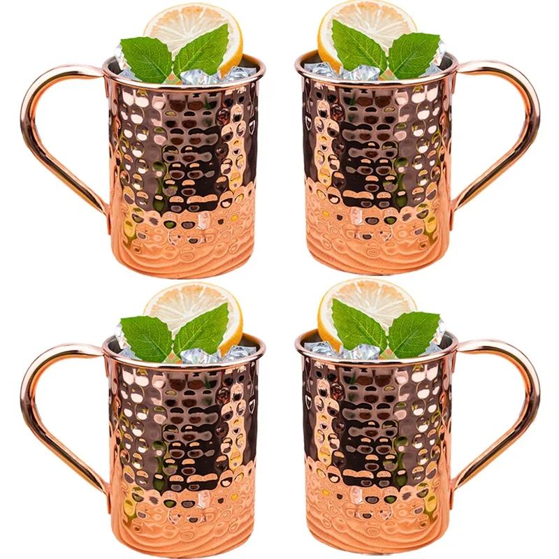 

4 шт. коктейльная винная кружка Московский мул кружка из нержавеющей стали с кованым медным покрытием пивная кружка кофейный бар принадлежности посуда для напитков на Рамадан 301-400ml