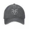 Baphomet Tête de Bouc Pentagramme Casquettes de Baseball Vintage Denim Usé Lavé Couvre-chef Unisexe Femmes Chapeaux de Casquette pour la Course en Plein air le Golf
