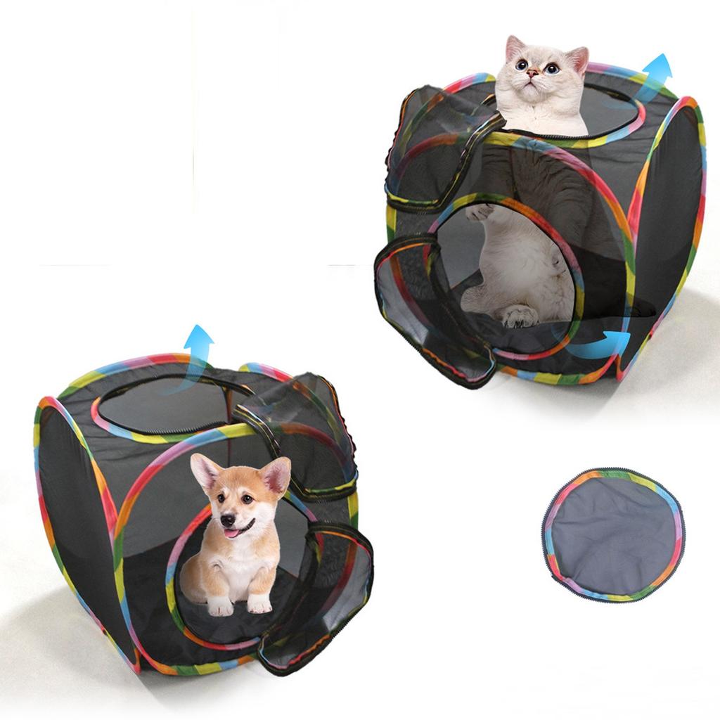 Faltbarer Netz-Tunnel Atmungsaktiver Haustier-Spieltunnel für Katzen Klein