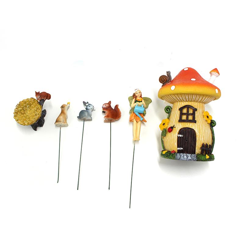 Resin Crafts Creative Mushroom House Set Flower Garden Ornaments Potted Plants Decoration