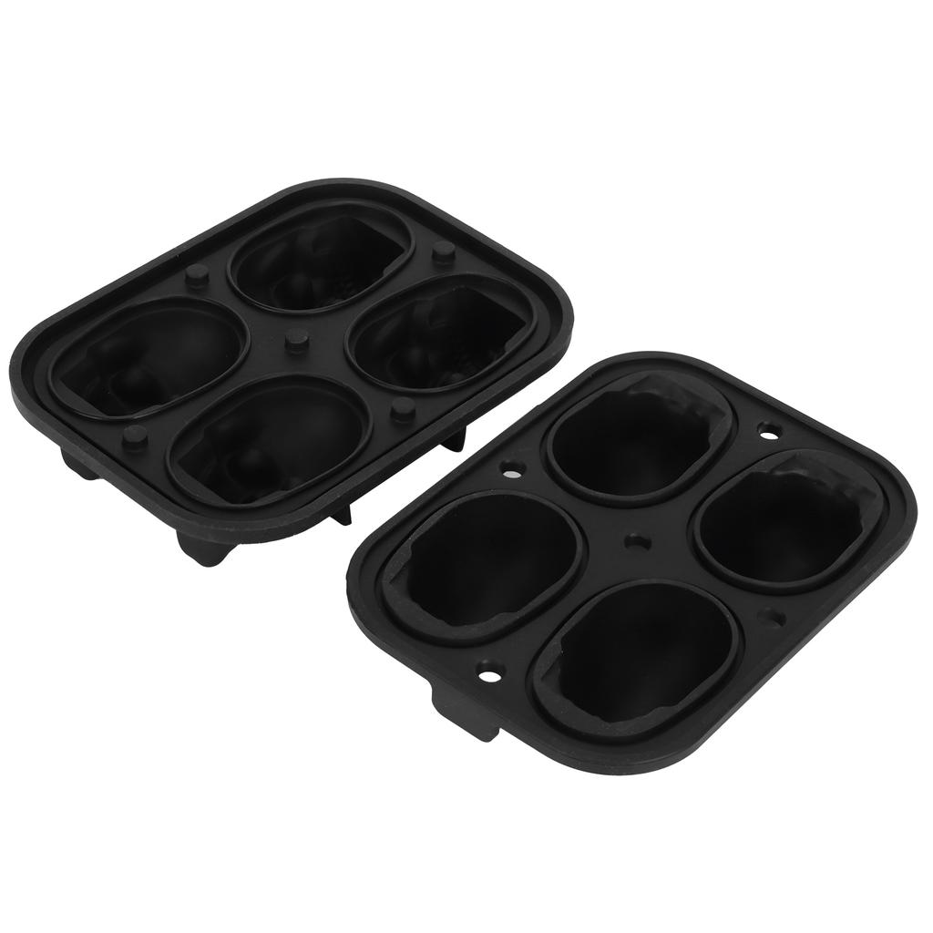 4-Gitter Totenkopf Form Eiswürfelform Halloween Eiscreme Silikonform mit 2 Trichtern für die Küche