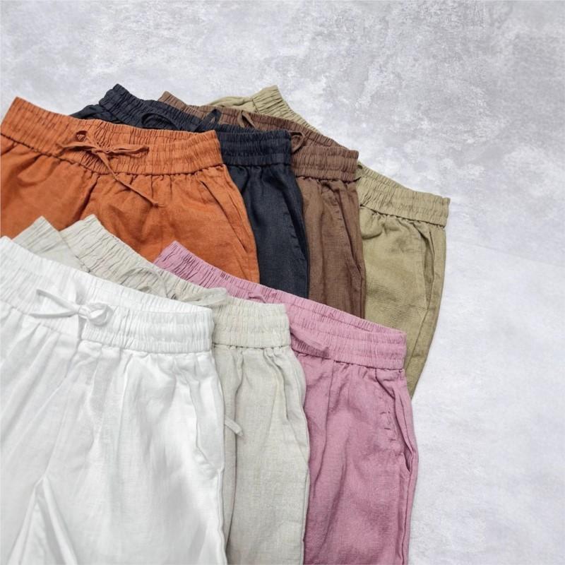 Johnature Straight Leg Elastic Waistband Summer Trousers Summer Thin Comfortable Loose Versatile Casual Women Pants