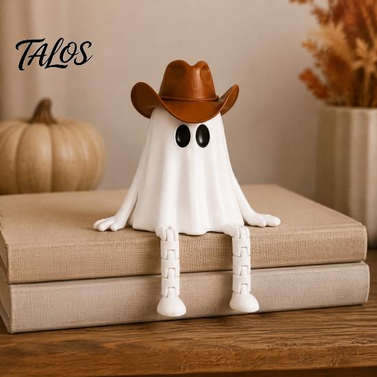 Handmade Vivid Character Statues 3D Printed Halloween Decoration, Cute Ghost Pumpkin Figurine with Holiday Party Atmosphere Ornaments Movable