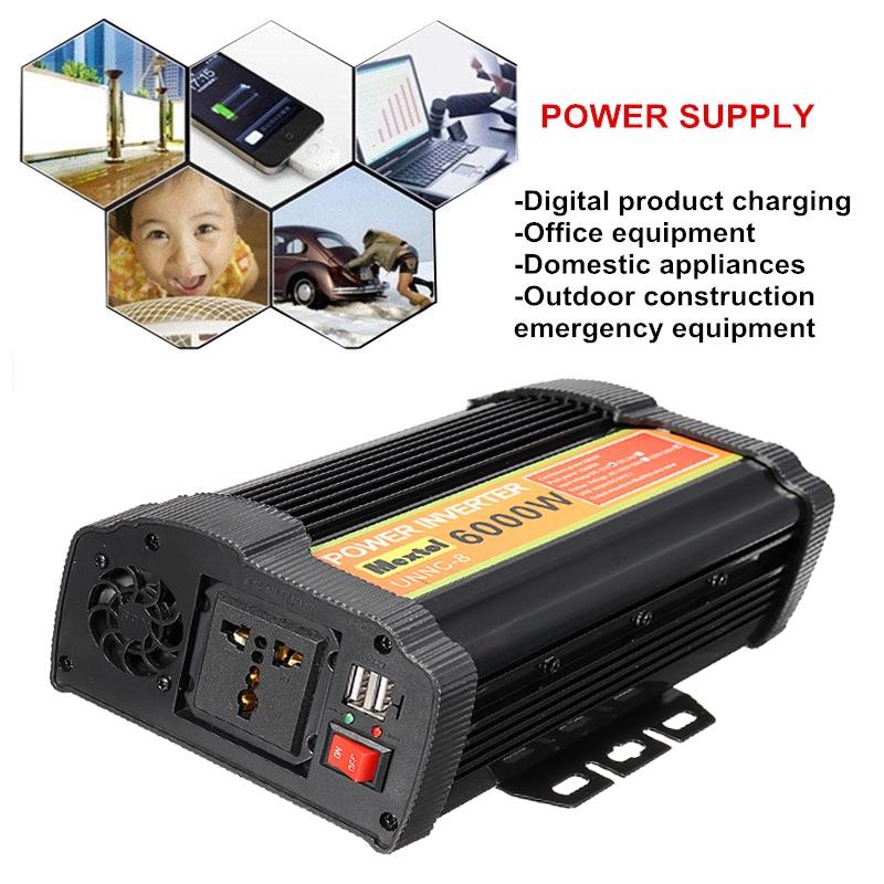 6000W Solar Power Inverter 12V DC To 220V AC Modified Sine Wave Multifunctional Inverter
