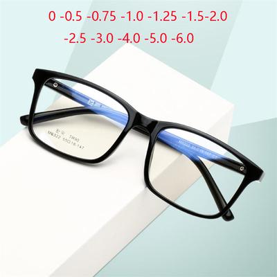 Big Frame Square Nearsighted Glasses Women Men Fashion Anti-Blue Light  Okulary Korekcyjne 0 -0.5 -0.75 -1.0 To -6.0
