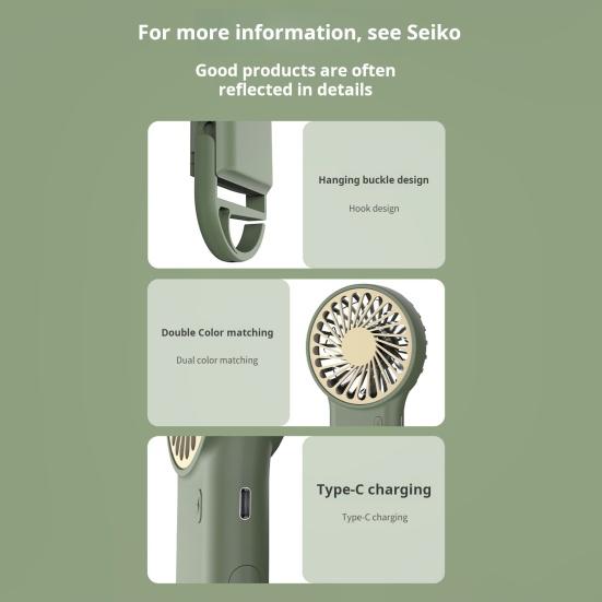 Mini přenosný ventilátor Silný vítr 3 nastavení rychlosti Nízká hlučnost Kompaktní velikost Přenosný dobíjecí chladicí ventilátor Osobní malý stolní ventilátor