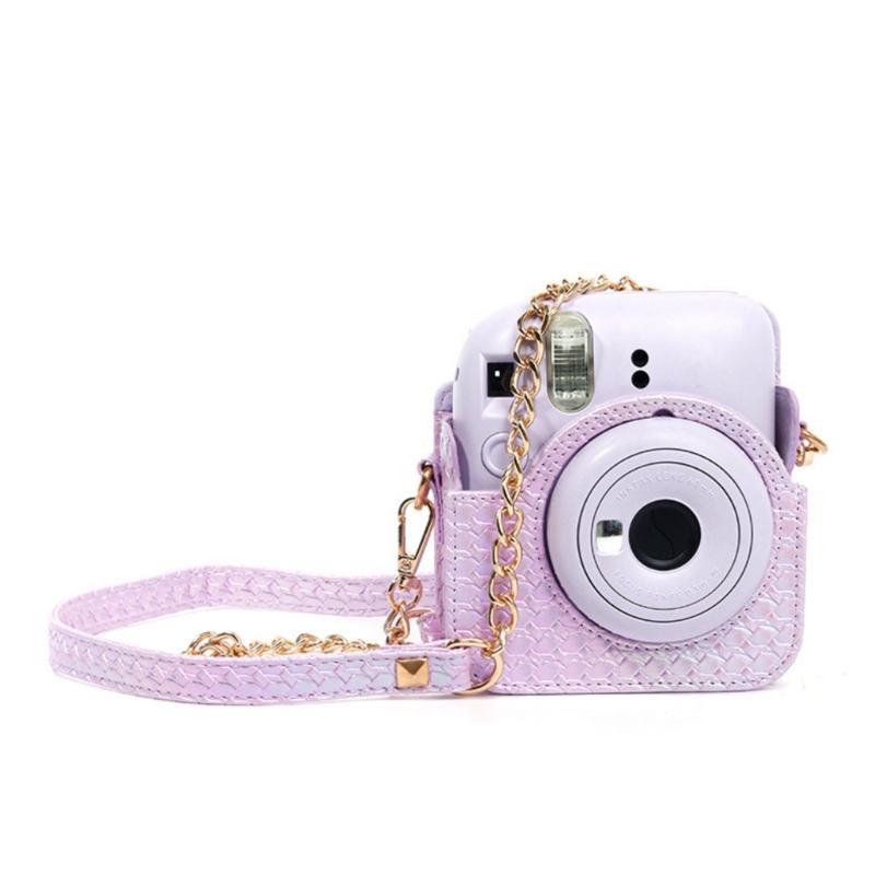

Camera Case PU Leather Soft Cover Bag for Mini12 Film Camera Bag with Shoulder Straps фиолетовый