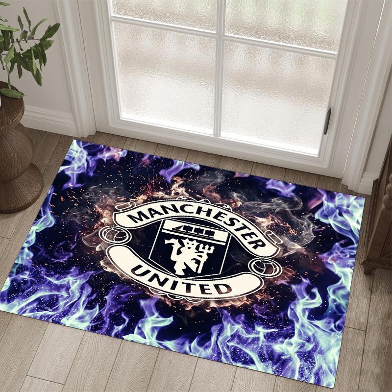 Manchester United FC Design Crystal Velvet Carpet Cozy Non?Slip Printed Rug For Bedroom Living Room Entrance
