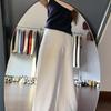 Pleated Texture Design White Jeans Big Size Women's Flesh Covering Loose Drag Floor Straight Wide Leg Long Trousers Jeans for Women Long Denim Pants