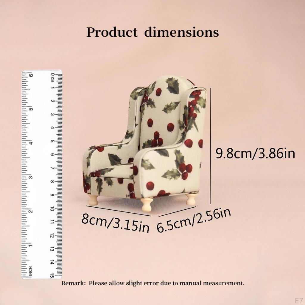 Boneca Sofá Miniatura Poltrona Sofá Mini Cadeira de Acento Retrô Americano Vintage Tecido Modelo de Mobiliário