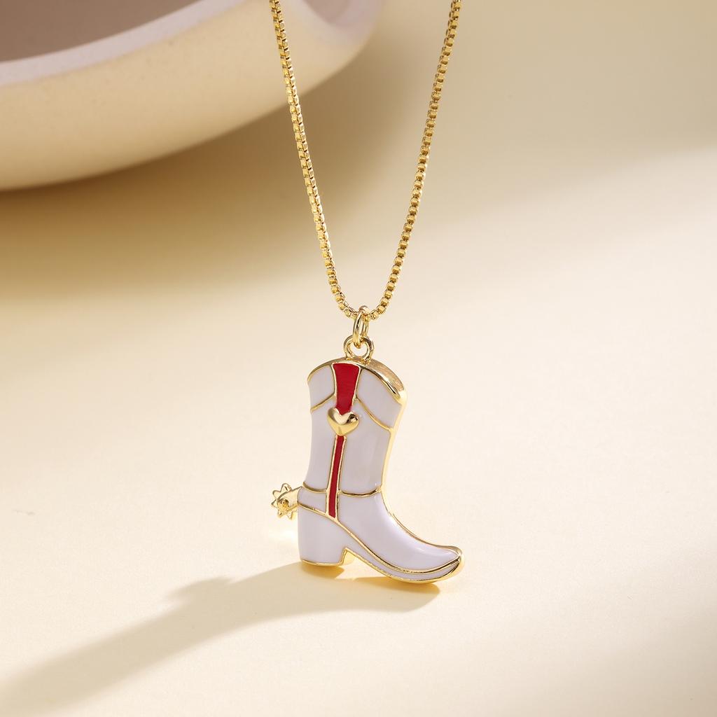 Nidin Hot Sale Hip-Hop Style Boots Shape Charms Pendant Necklace For Women Men Enamel Drip Oil Making Choker Copper Neck Jewelry