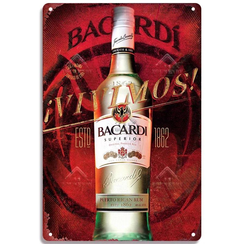 Retro Bacardi Metal Sign, Tin Sign, Rum Brand Plaque, Vintage Plates, Wall Decor, Poster, Bar, Man Cave, Shabby Chic Decorati