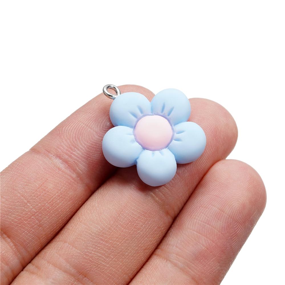10Pcs/Lot 21*25mm Colorful Acrylic Cute Flower Shape Loose Charm Pendants for Necklace DIY Craft Jewelry Making Accessories