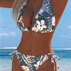 1011 European and American New Swimsuit Sexy Gathering Split Multi-color Optional Drawstring Printed Bikini