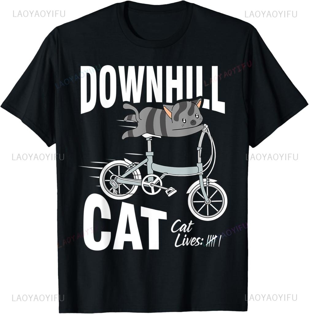 Funny Cat Riding BMX Art for Unisex Women BMX Bike BMX Lover TShirt Unisex Clothing Tops Graphic T Shirts Camisas Streetwear