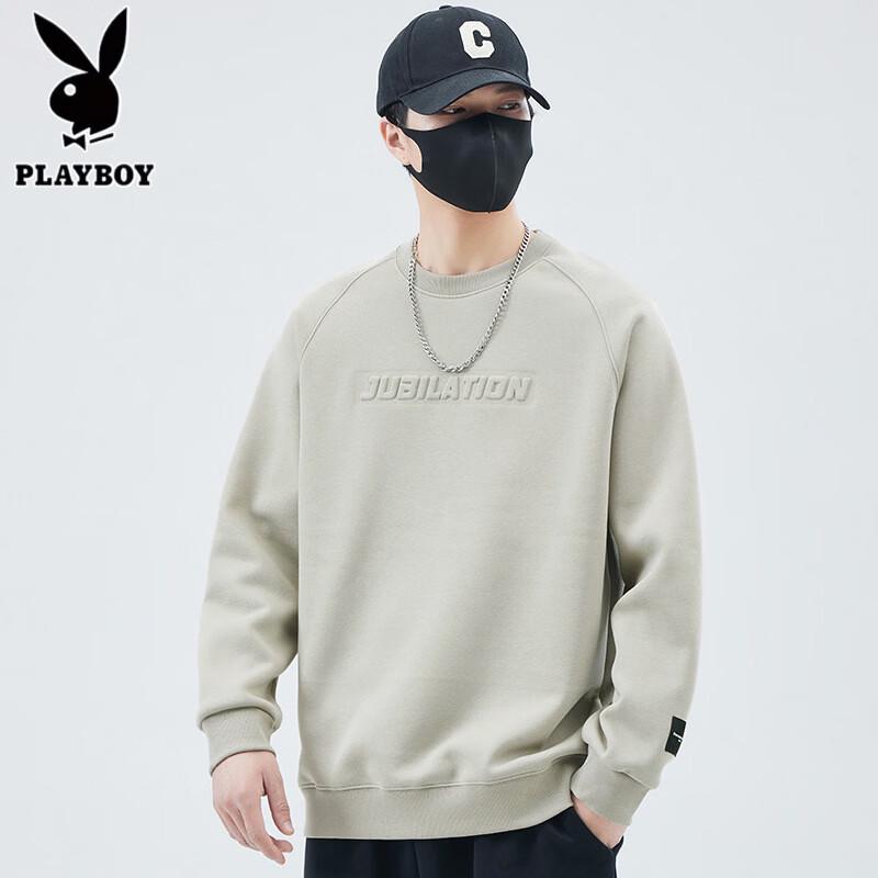 PLAYBOY Men's Loose Fit Solid Round Neck Sweatshirt