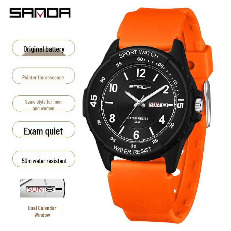 Sanda Fashion Youth Quartz Wristwatch: Casual Digital, Dual Calendar, Luminous, Waterproof, Unisex.