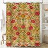 Retro Red Floral Shower Curtain Luxury Bath Decor with Green Leaf Pattern Perfect for Vintage Bathroom Design Polyester Fabric W