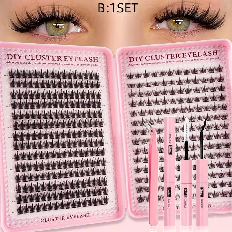 392 Pcs Eyelash Extension Kit Fluffy Eyelash Extension Kit With Lash Bond And Seal Lash Tweezers Thick Lash Clusters Wispy